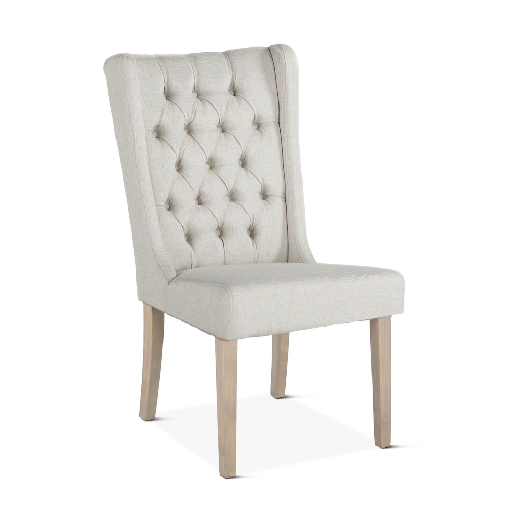 Chloe Off-White Linen Dining Chair With Napoleon Legs. Picture 10