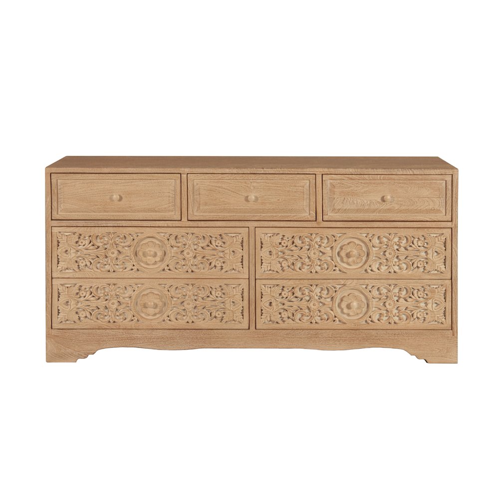 Haveli 71" Dresser with Plinth Base in Whitewash. Picture 1