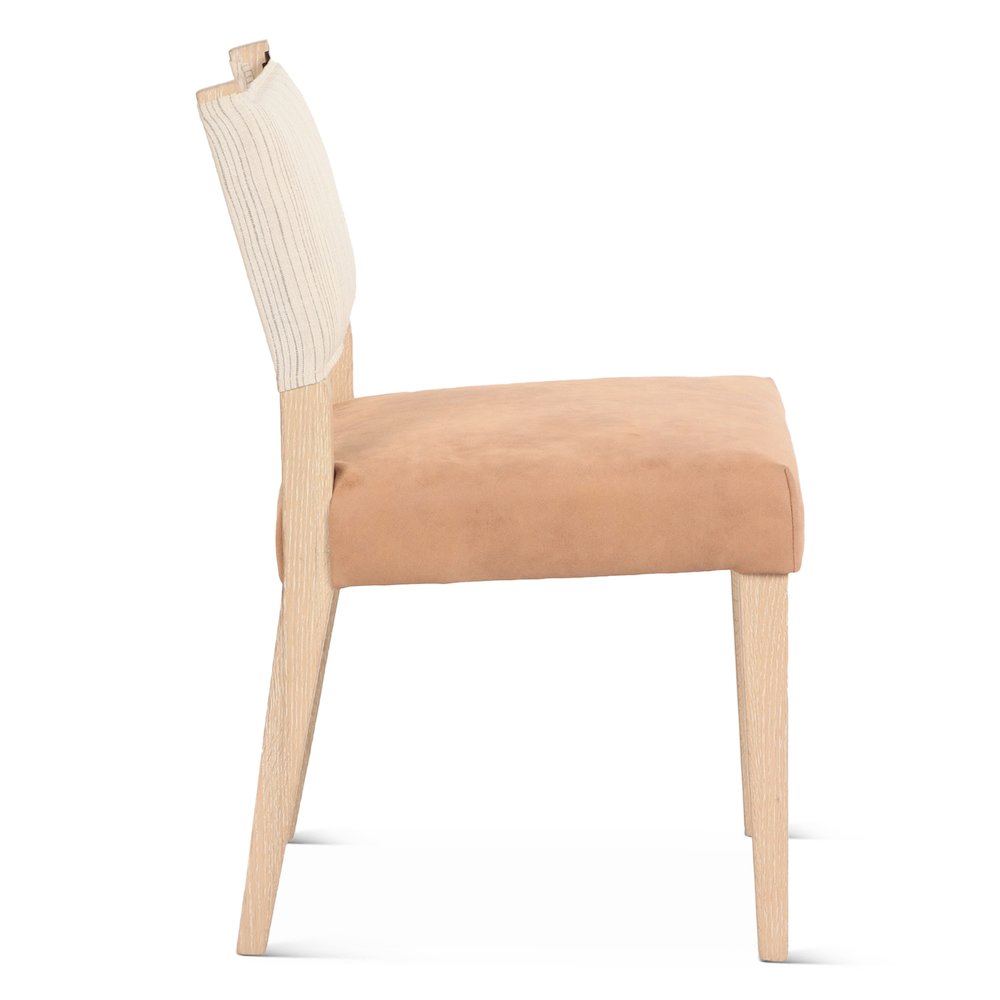Lila Dining Chair in Durango Stripe Linen and Antique Light Leather. Picture 3