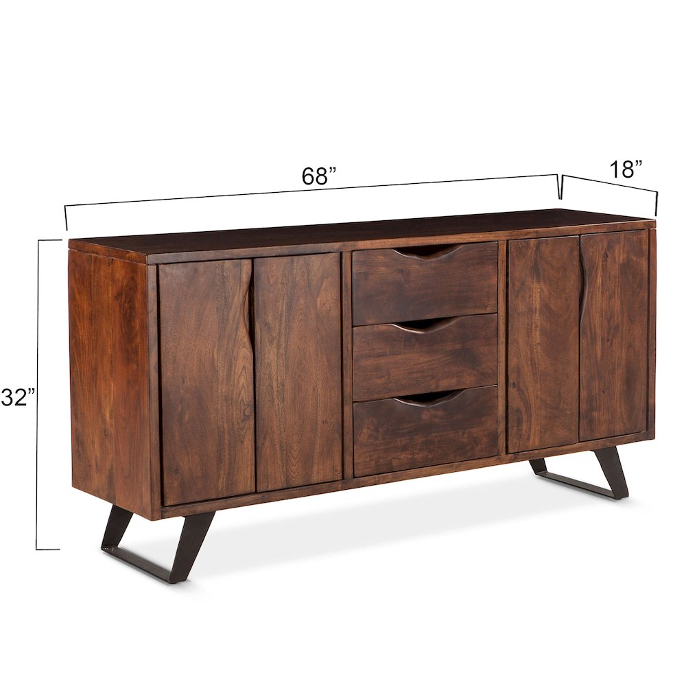 Nottingham 68-Inch Acacia Wood Sideboard in Walnut Finish. Picture 2
