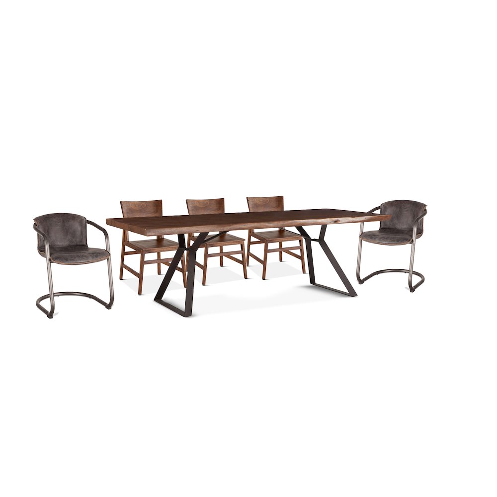 Nottingham 80-Inch Acacia Wood Live Edge Dining Table in Walnut Finish. Picture 7