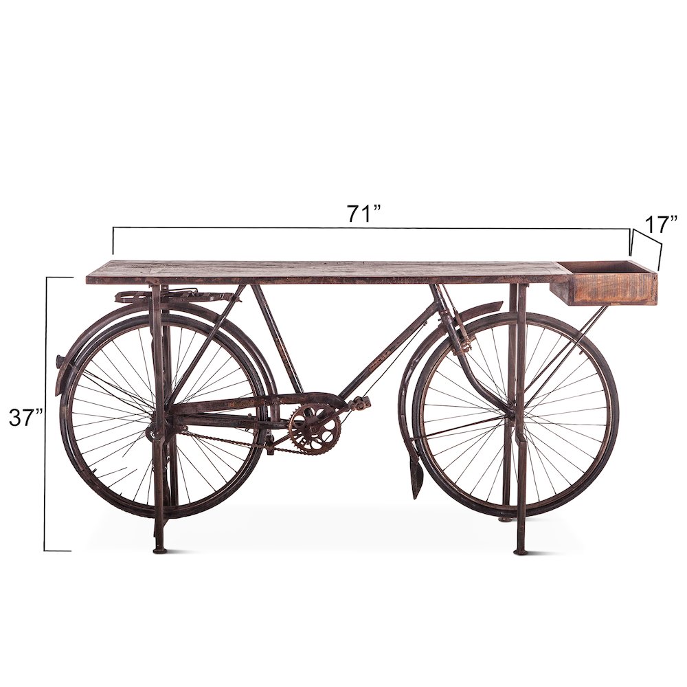 Paxton Reclaimed Teak Bicycle Console. Picture 2