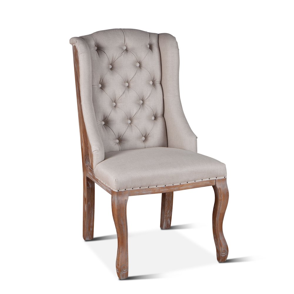 Portia Dining Chair in Off-White Linen and Oak. Picture 8
