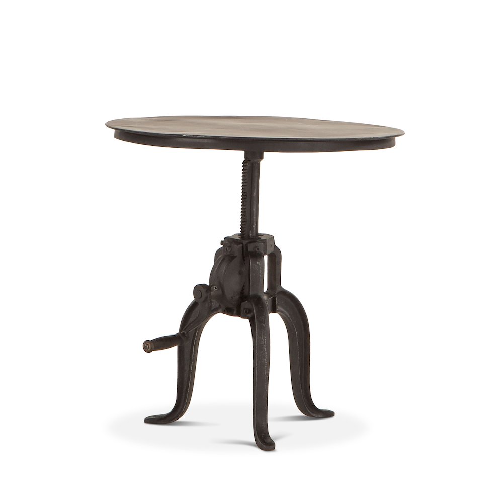Artezia 24-Inch Adjustable Crank Iron Side Table with Matte Black Finish. Picture 9