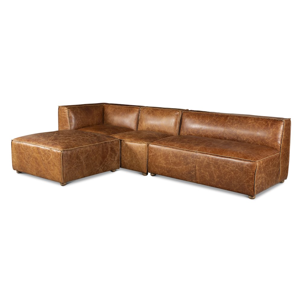 Chiavari Loft 112" Sectional Sofa in Cocoa Brown Leather. Picture 1