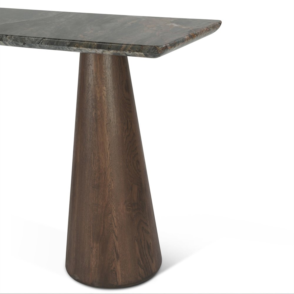 Caldera Console Table with Lava Marble and Dark Oak Base. Picture 1