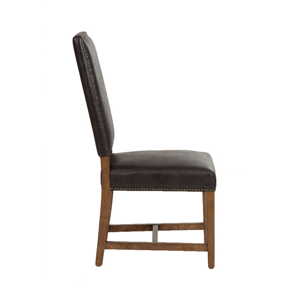Dani Dining Chair in Dark Brown Leather with Earth Legs. Picture 3