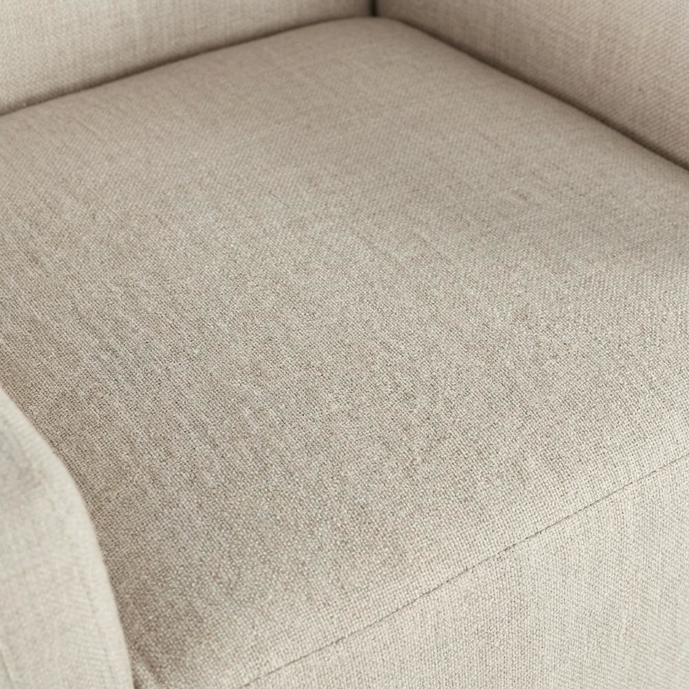 Linen Upholstered Wheeled Armchair, Modern Accent Chair for Living Room ,Beige. Picture 6