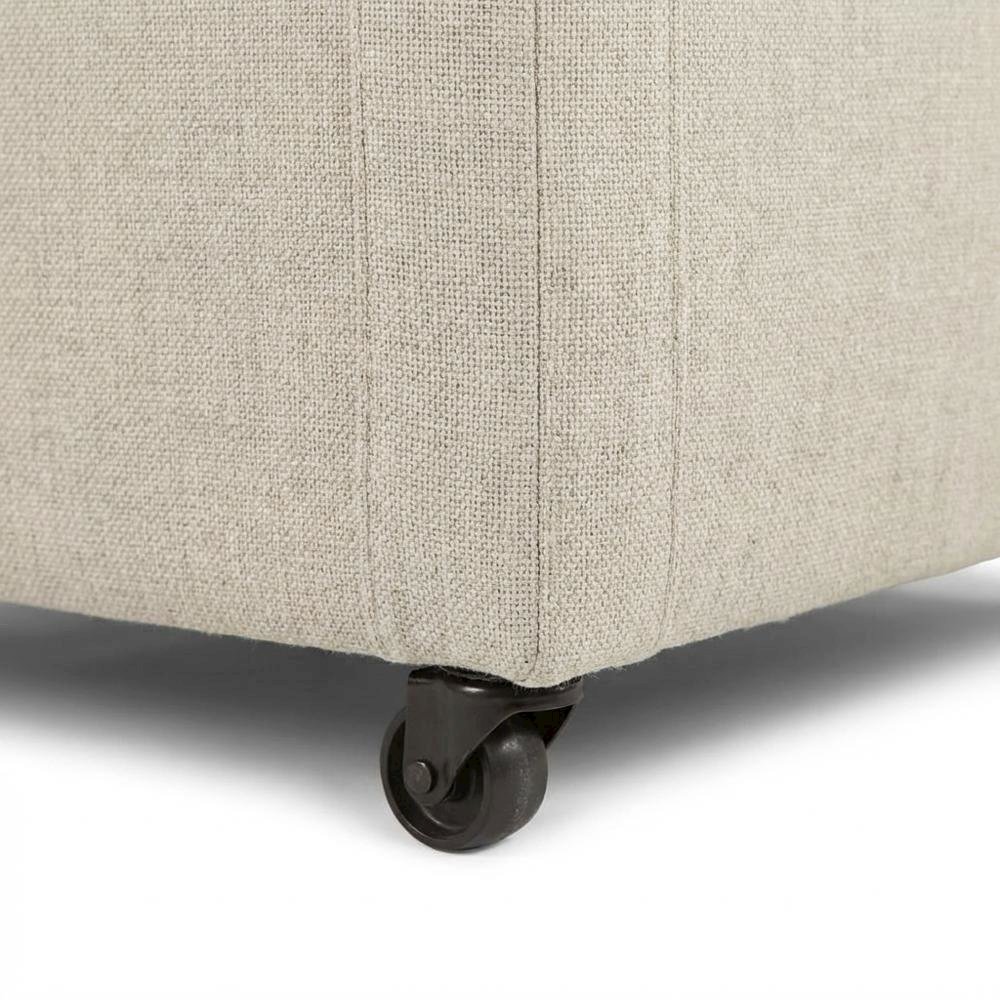 Linen Upholstered Wheeled Armchair, Modern Accent Chair for Living Room ,Beige. Picture 7