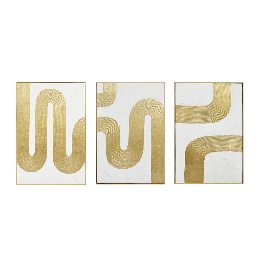 Pulse Pattern Hand Painted Framed Triptych. Picture 1