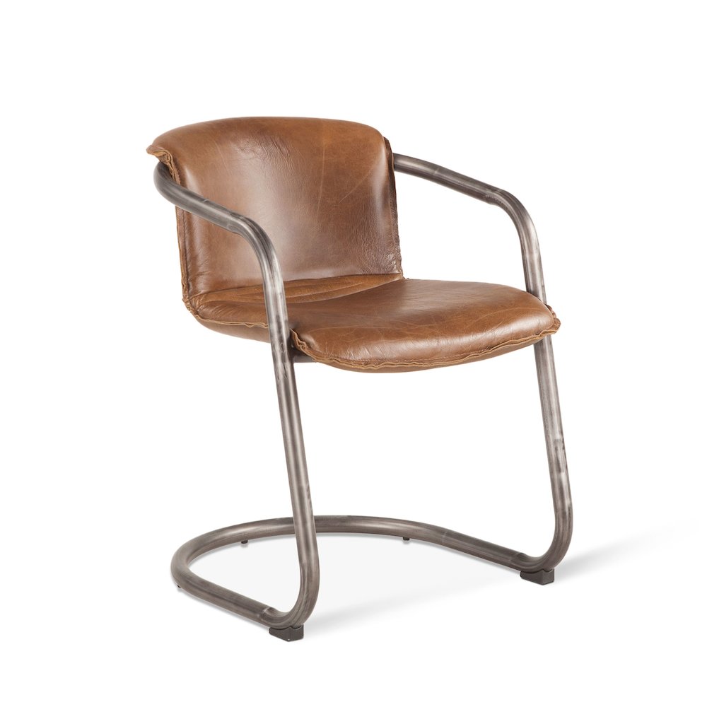 Chiavari Leather Dining Chair in Chestnut. Picture 7
