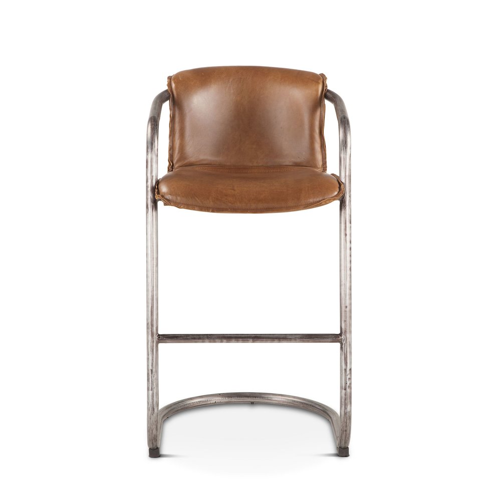 Chiavari Leather Bar Chair in Chestnut. Picture 1