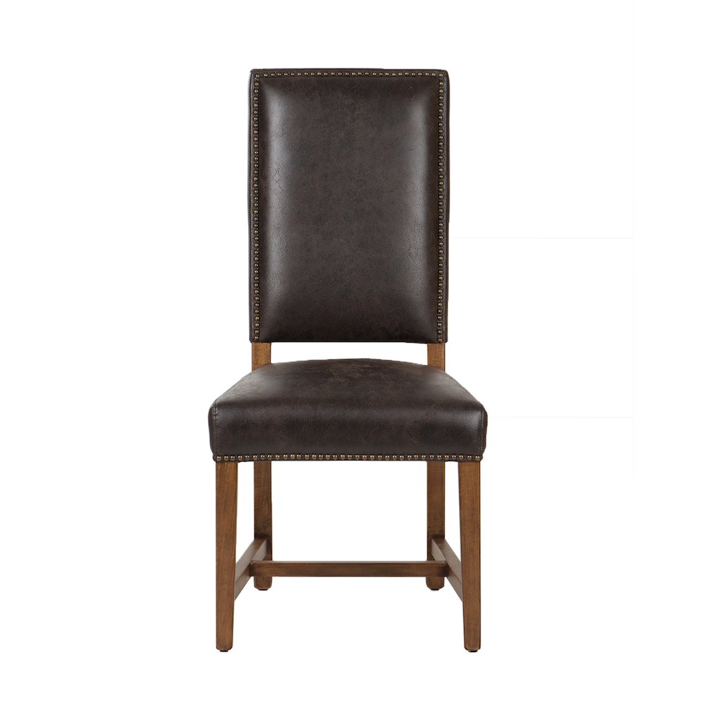 Dani Dining Chair in Dark Brown Leather with Earth Legs. Picture 4