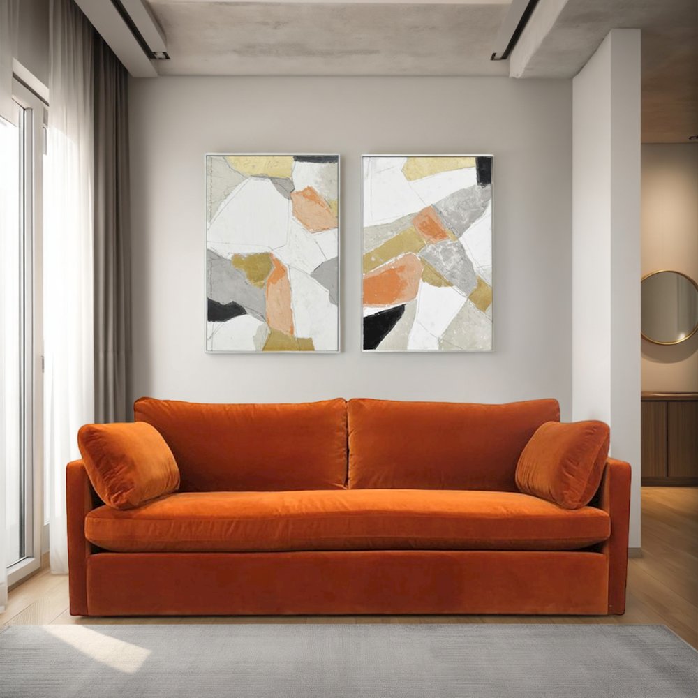 Muted Mosaic 1 Hand Painted Framed Diptych. Picture 6