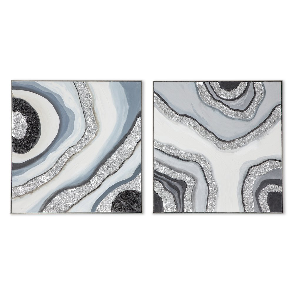 Gemstone Grace Hand Painted Framed Diptych. Picture 1
