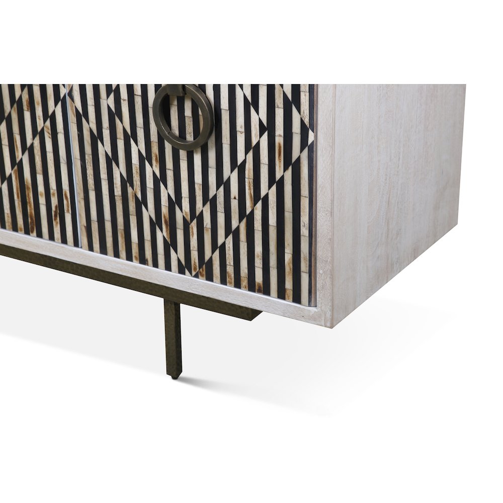 Alexandria 72" Sideboard with Bone, Horn, Wood Inlay on Metal Base. Picture 7
