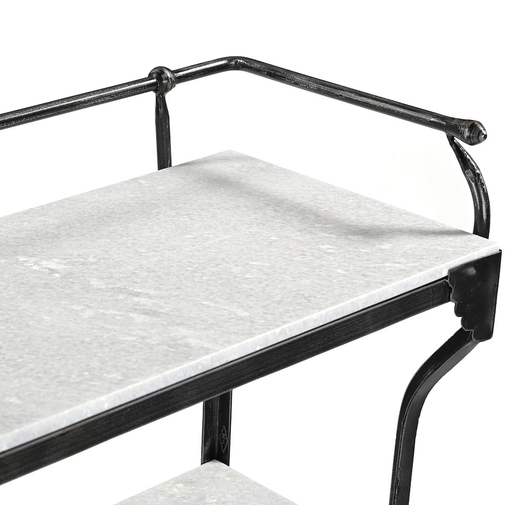 Calloway 50" Console Table with White Marble and Black Metal Base. Picture 3