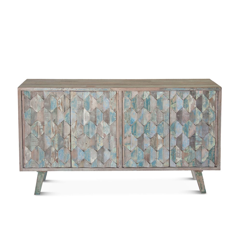 Cordoba 61" Sideboard in Reclaimed Wood with Vintage Teal Finish. Picture 1