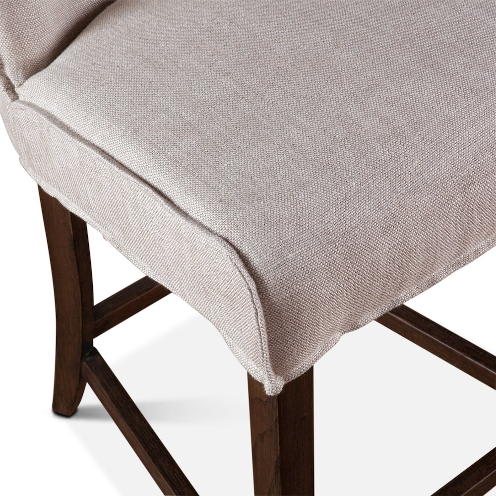 Avery 20" Counter Chair with White Linen and Dark Legs. Picture 3