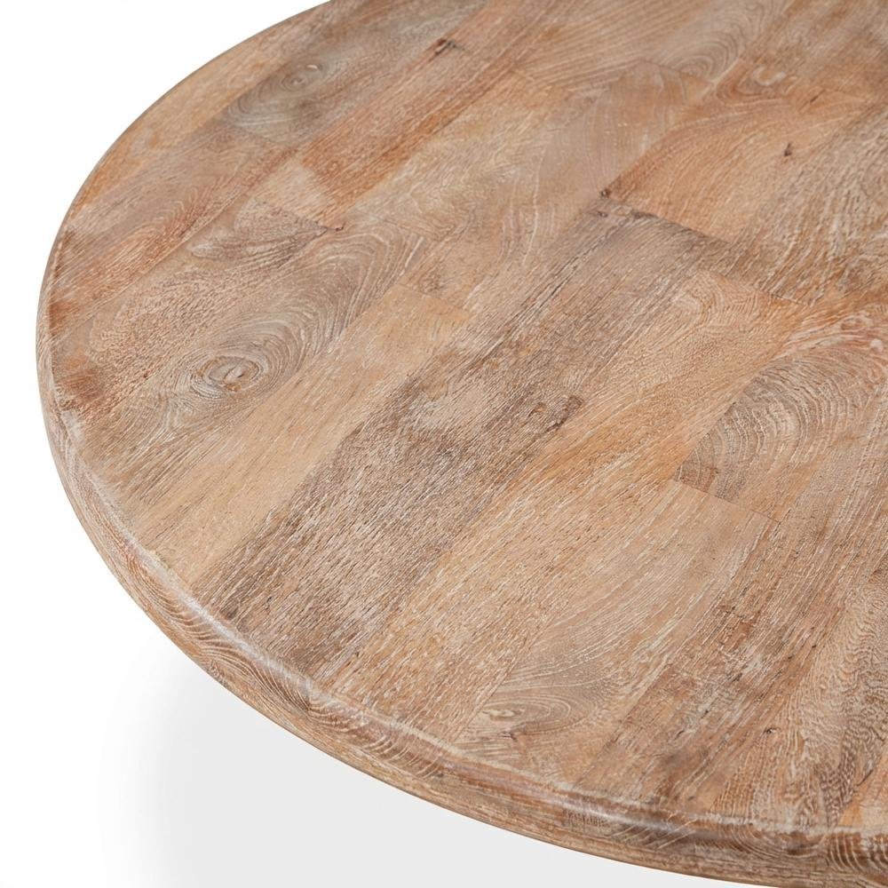 54 Inch Round Wood Dining Table, Solid Pedestal Kitchen Table, Antique Oak. Picture 6