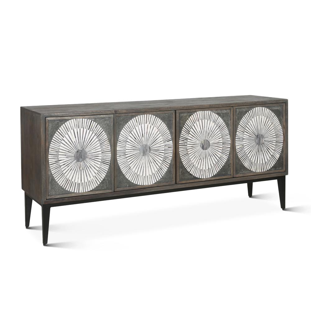 Palm Desert Modern Bone Inlay Sideboard in Vintage Gray. Picture 2