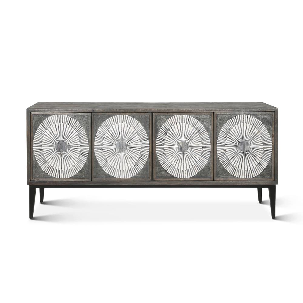 Palm Desert Modern Bone Inlay Sideboard in Vintage Gray. Picture 1