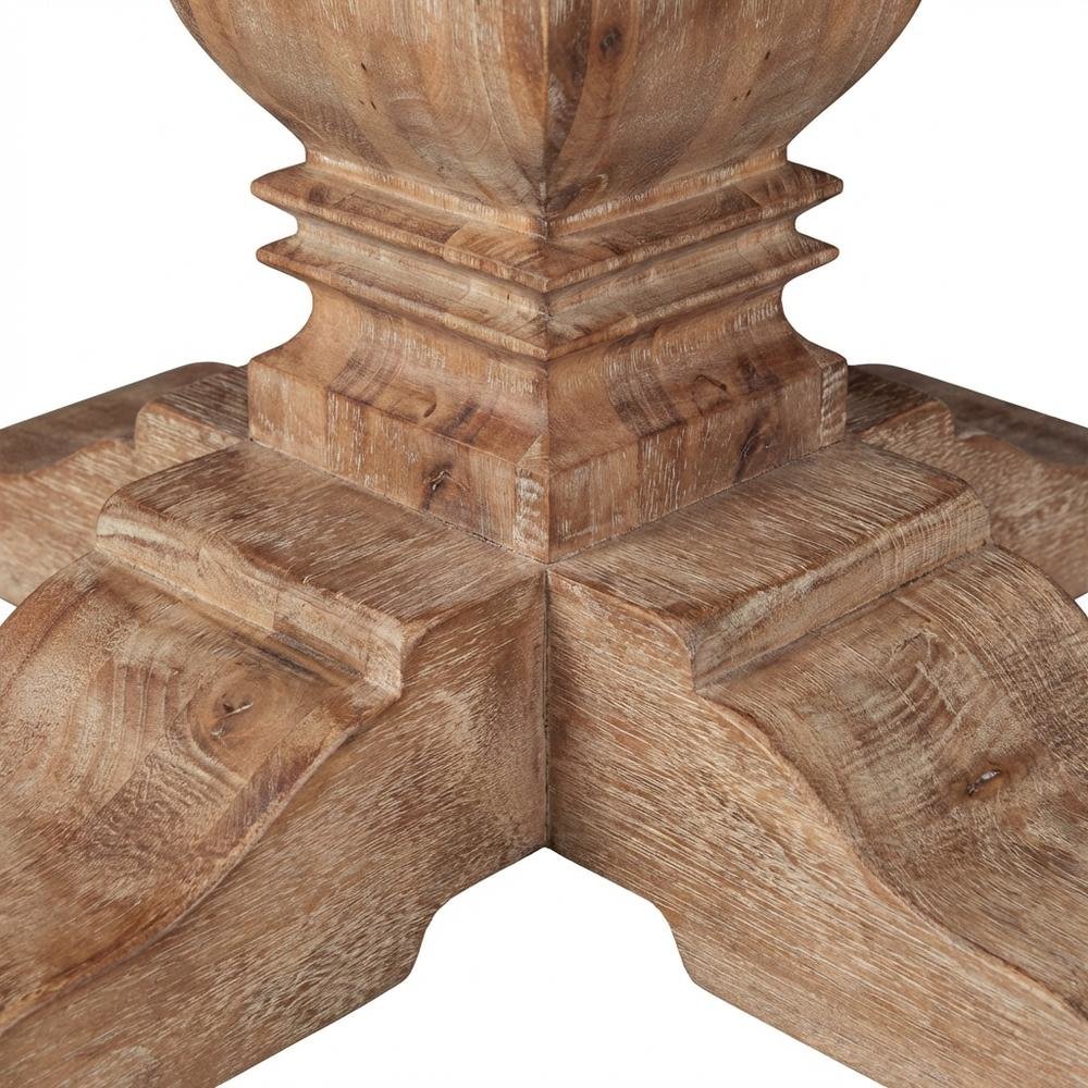 54 Inch Round Wood Dining Table, Solid Pedestal Kitchen Table, Antique Oak. Picture 7