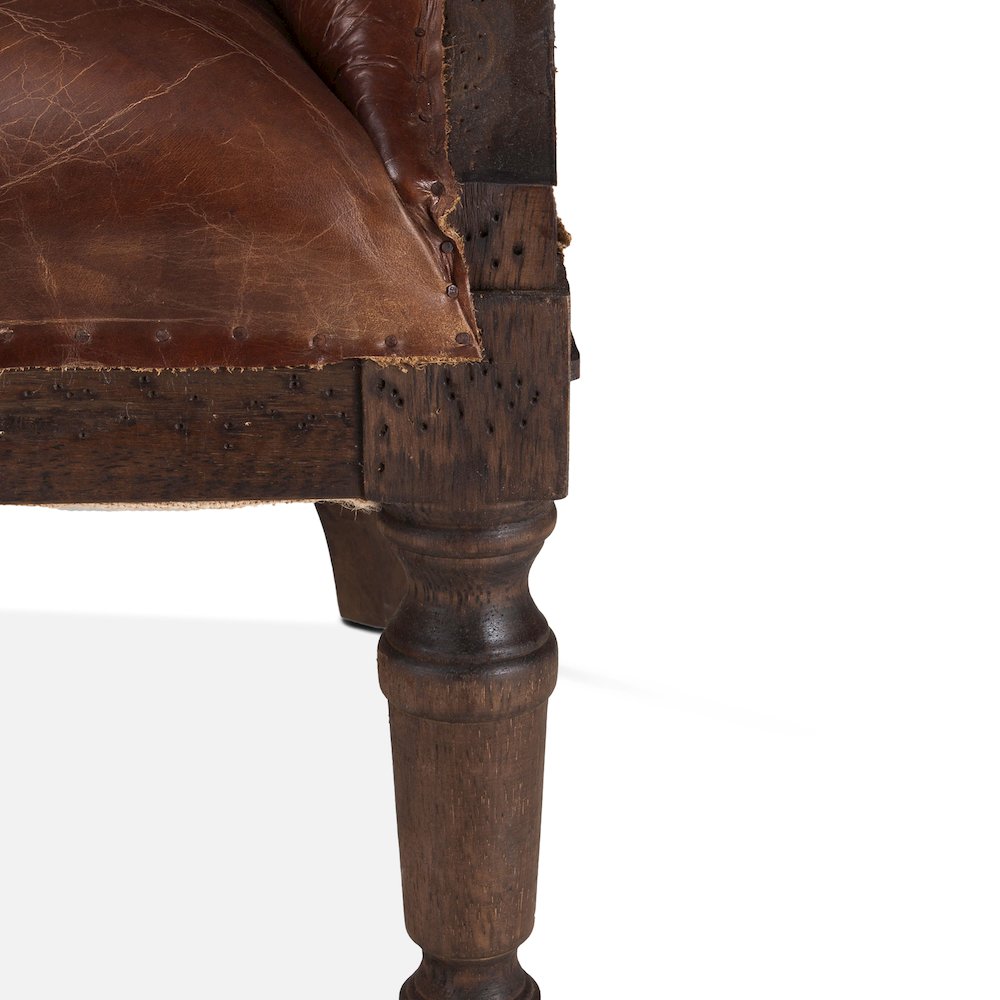 Charles Deconstructed Armchair With Vintage Cigar Leather And Solid Wood Legs. Picture 6