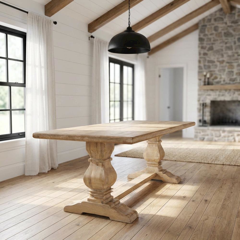 72 Inch Rectangle Solid Wood Dining Table, Dining Room Table,Antique Oak. Picture 3