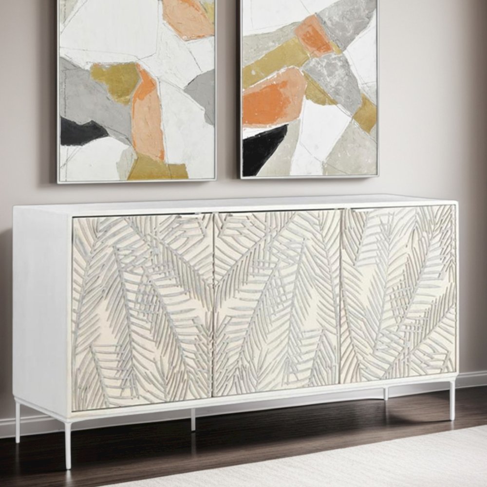 Isla 57" Sideboard with Three Doors in Coastal White. Picture 6