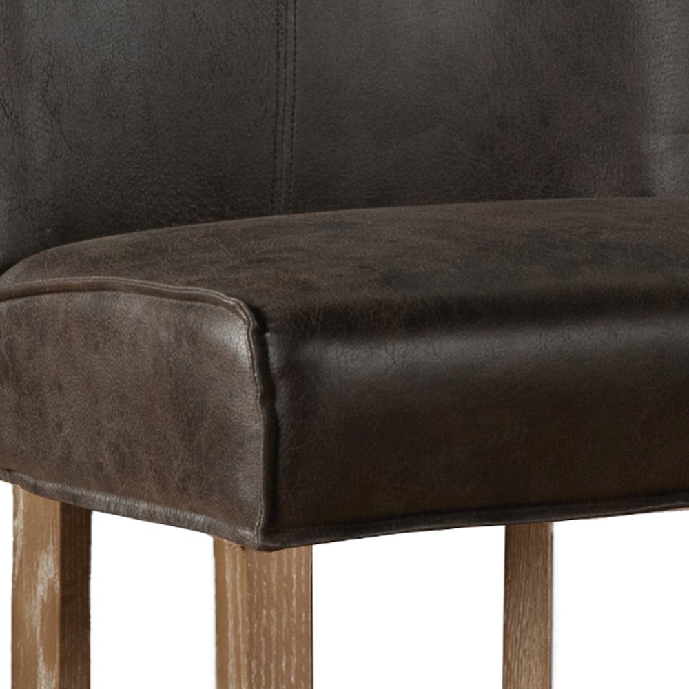 Avery Counter Chair in Dark Brown Leather with Natural Legs. Picture 3