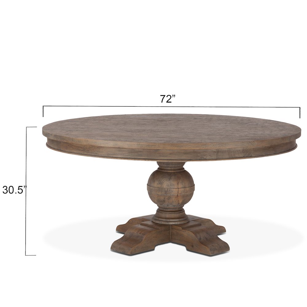 Chatham Downs 72-Inch Round Dining Table in Weathered Teak Finish. Picture 2