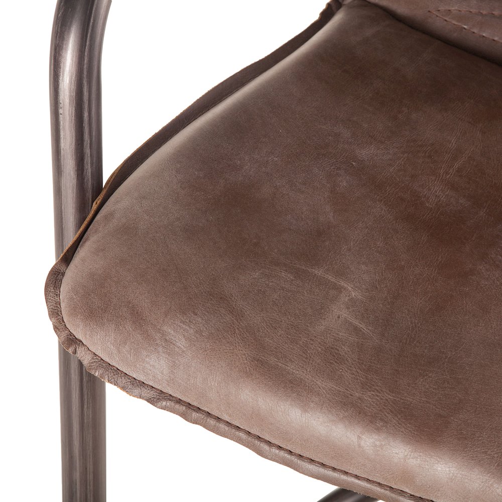 Chiavari Distressed Jet Brown Leather Counter Chairs - Set Of 2. Picture 8