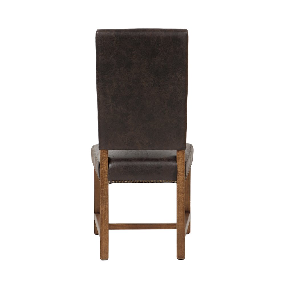 Dani Dining Chair in Dark Brown Leather with Earth Legs. Picture 2