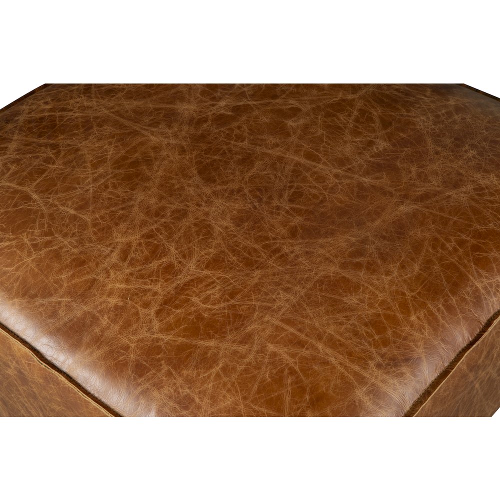 Chiavari Ottoman in Coco Brown Leather. Picture 3