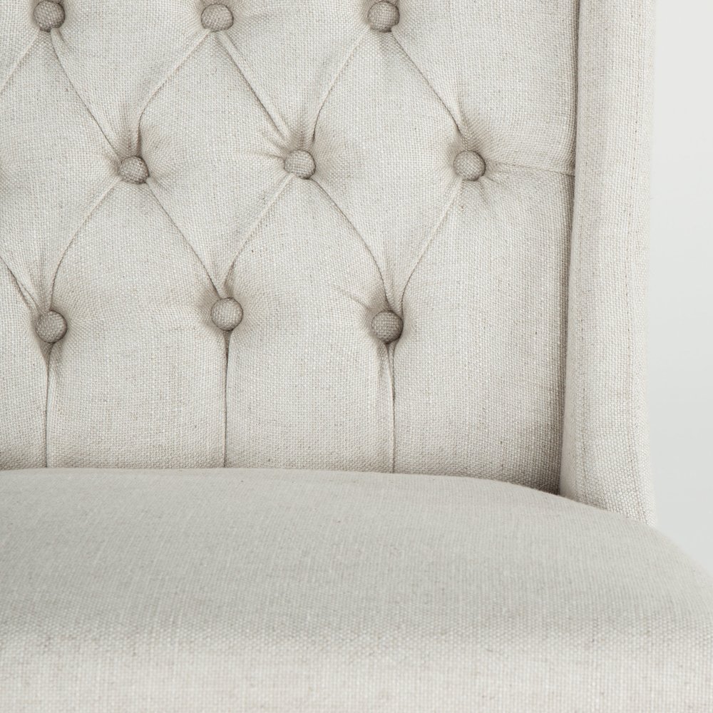 Chloe Off-White Linen Dining Chair With Napoleon Legs. Picture 2