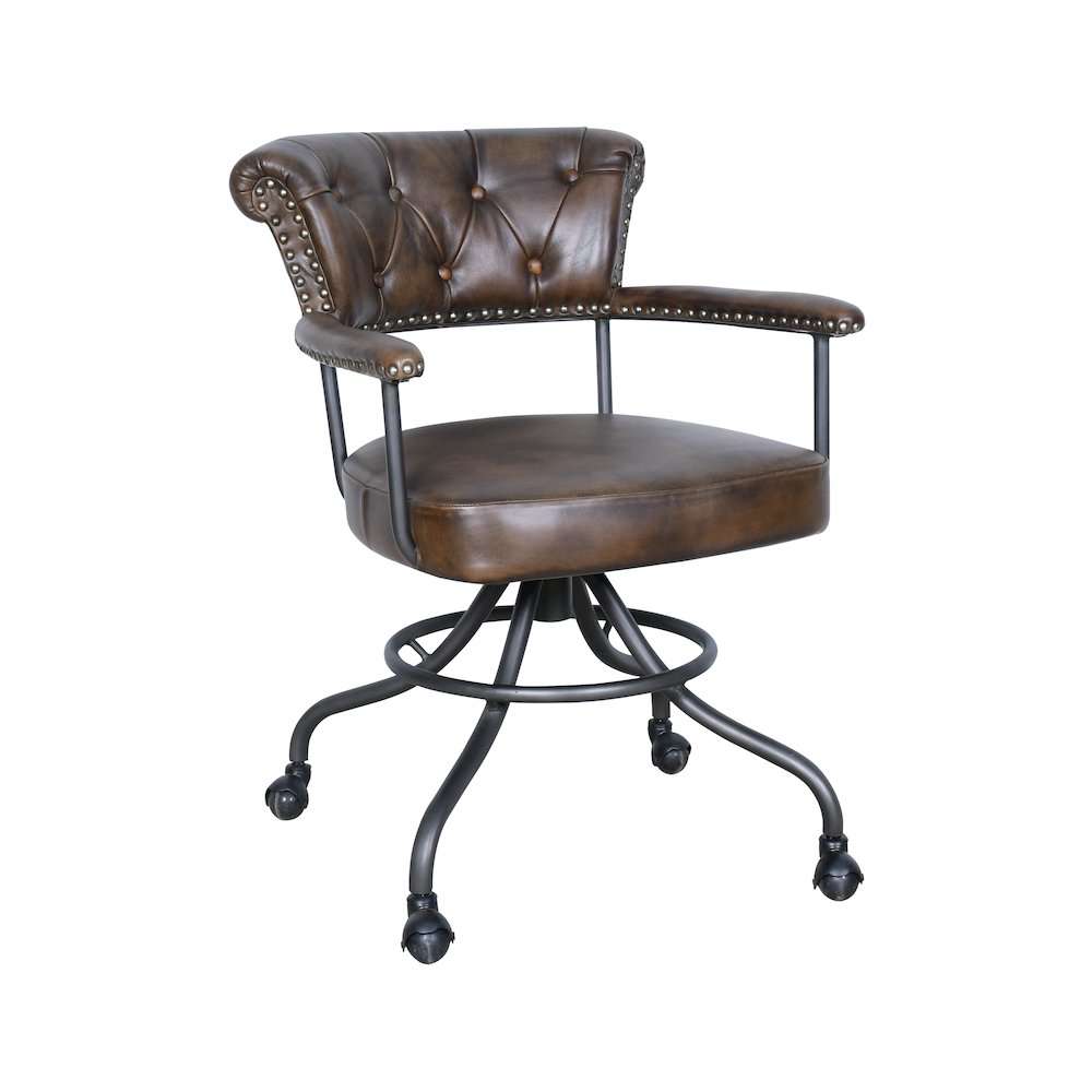 Brisbane Chesterfield Office Chair in Antique Whiskey Leather. Picture 3