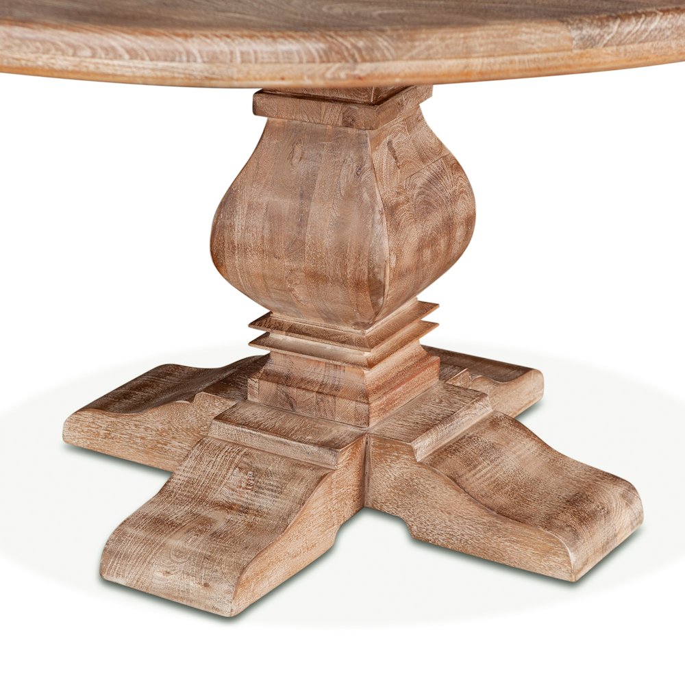Pengrove 60-Inch Round Mango Wood Dining Table in Antique Oak Finish. Picture 4