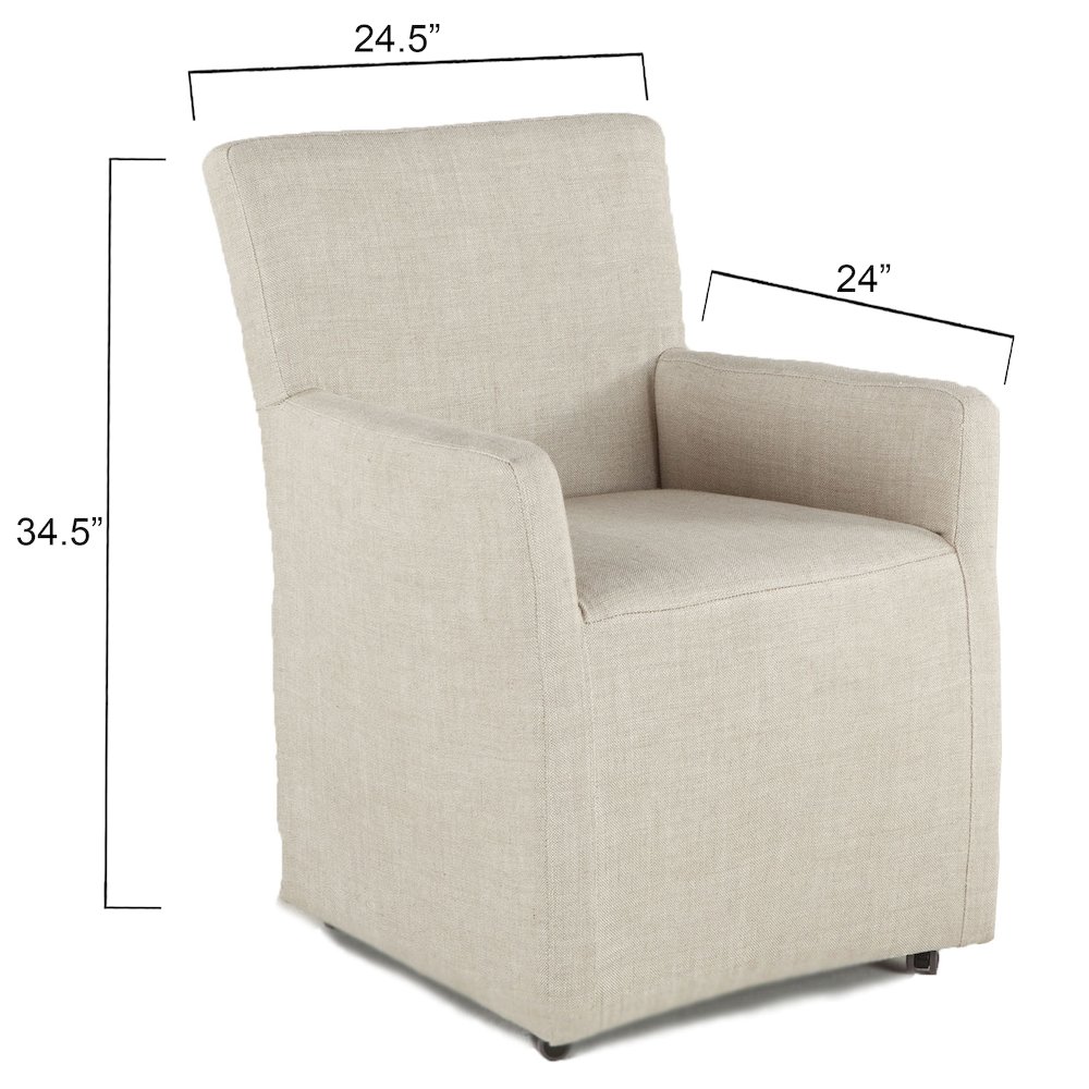 Lily Off-White Linen Wheeled Armchair. Picture 2