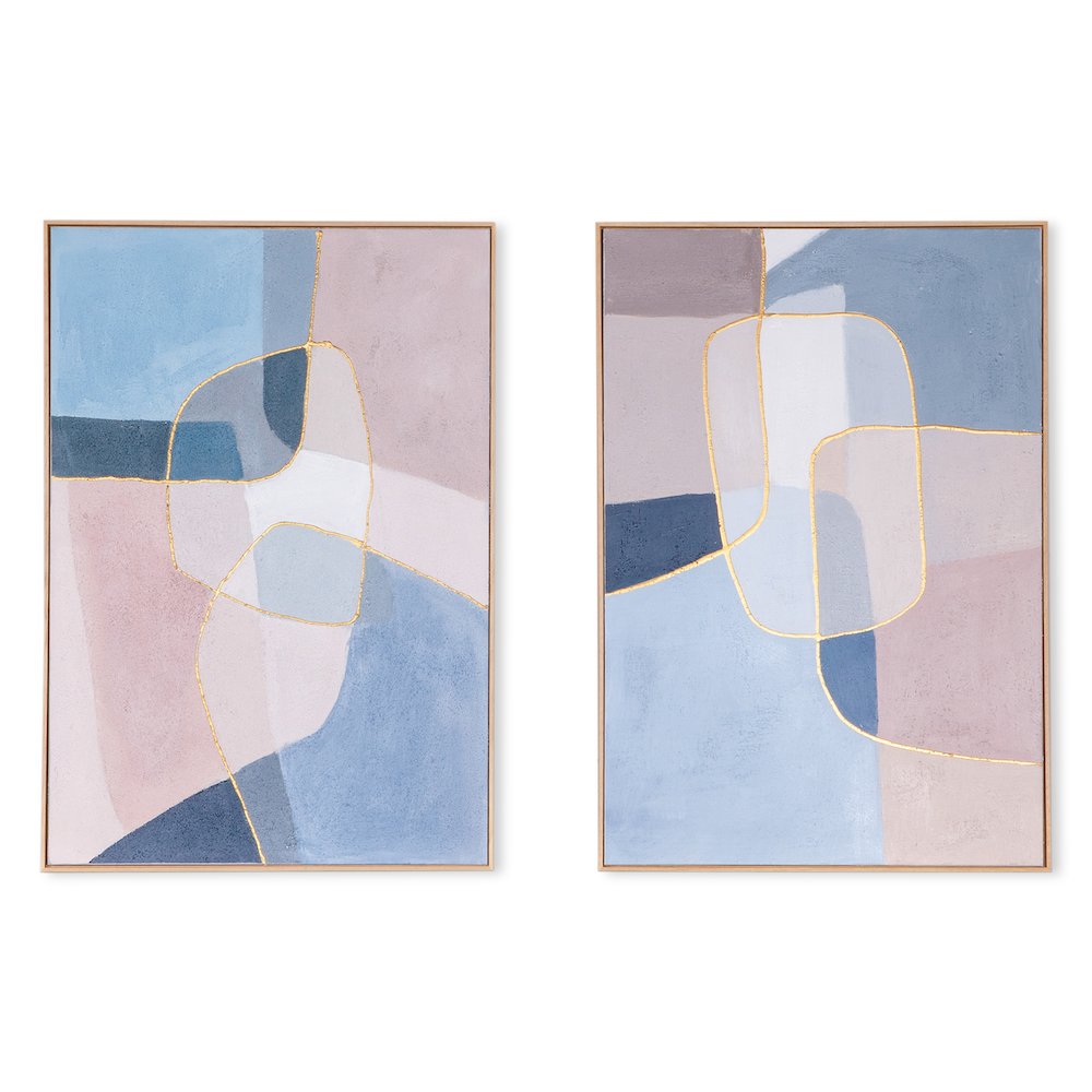 Shattered Symphony Hand Painted Framed Diptych. Picture 1