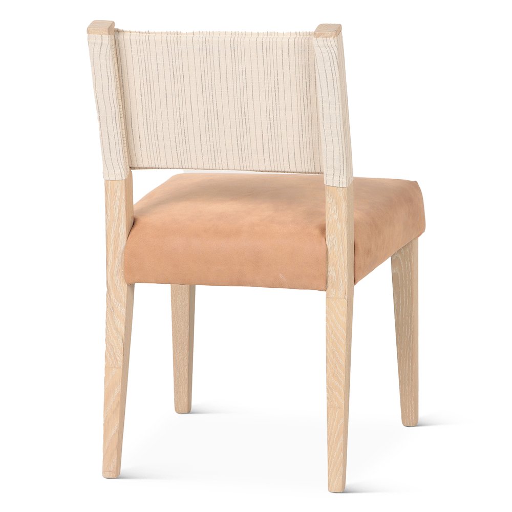 Lila Dining Chair in Durango Stripe Linen and Antique Light Leather. Picture 5