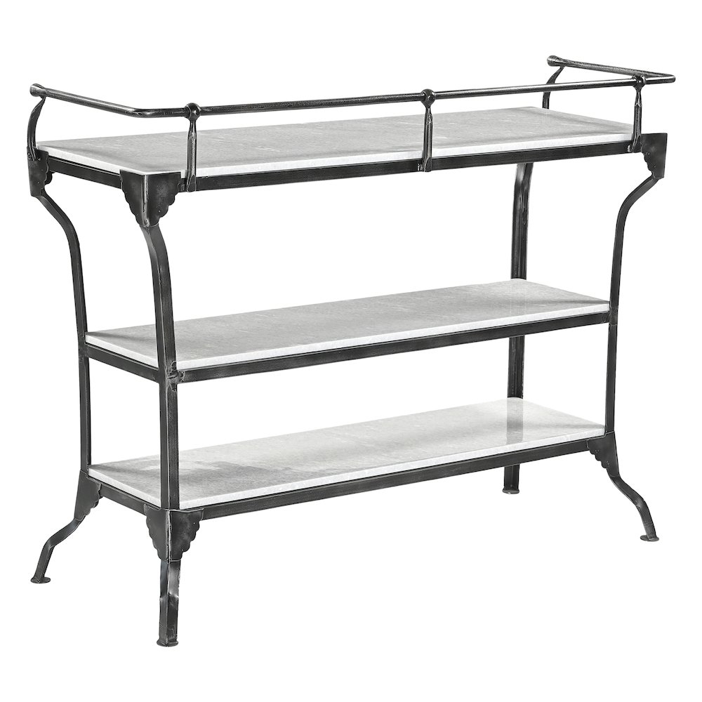Calloway 50" Console Table with White Marble and Black Metal Base. Picture 5
