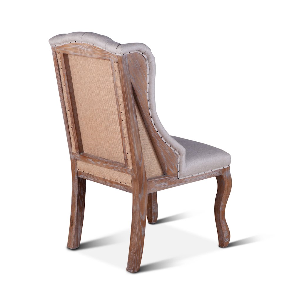 Portia Dining Chair in Off-White Linen and Oak. Picture 7