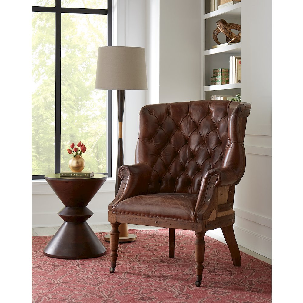 Charles Deconstructed Armchair With Vintage Cigar Leather And Solid Wood Legs. Picture 10