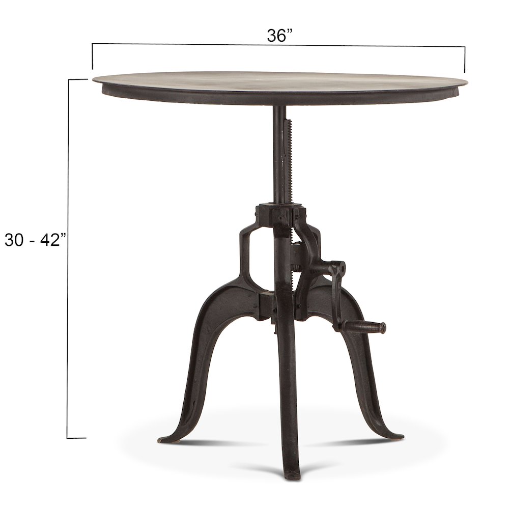 Artezia 36-Inch Adjustable Crank Iron Side Table with Matte Black Finish. Picture 2