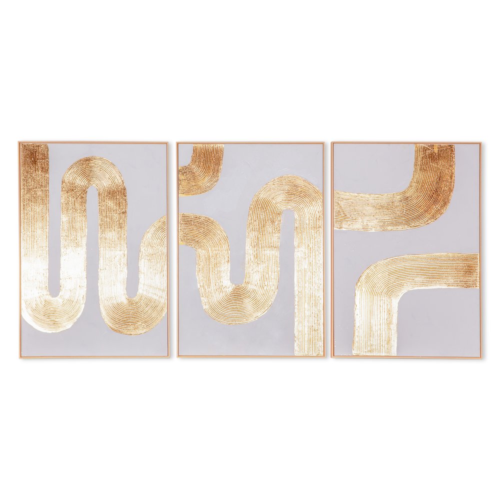 Pulse Pattern Hand Painted Framed Triptych. Picture 2
