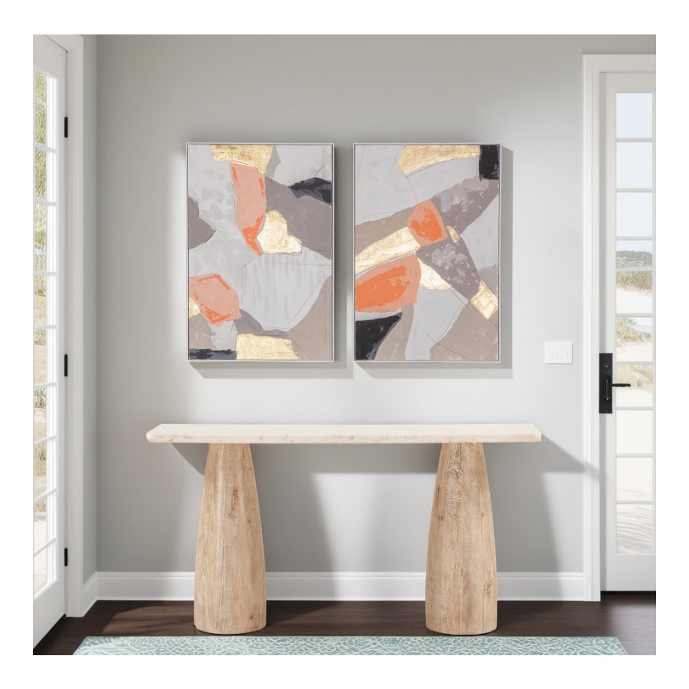 Muted Mosaic 1 Hand Painted Framed Diptych. Picture 5