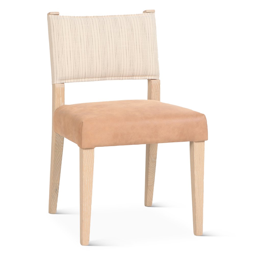 Lila Dining Chair in Durango Stripe Linen and Antique Light Leather. Picture 2