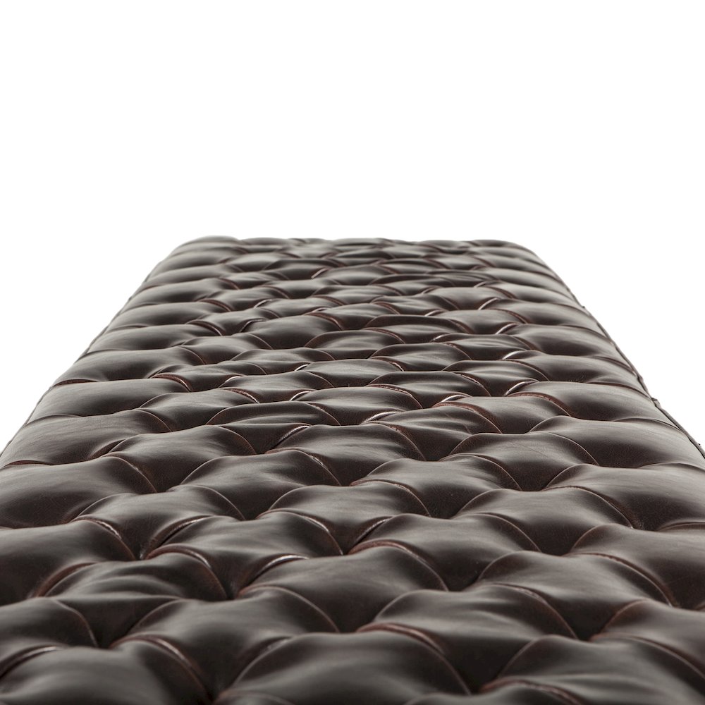 Arabella 58-Inch Leather Bench with Diamond Stitched Detailing. Picture 2