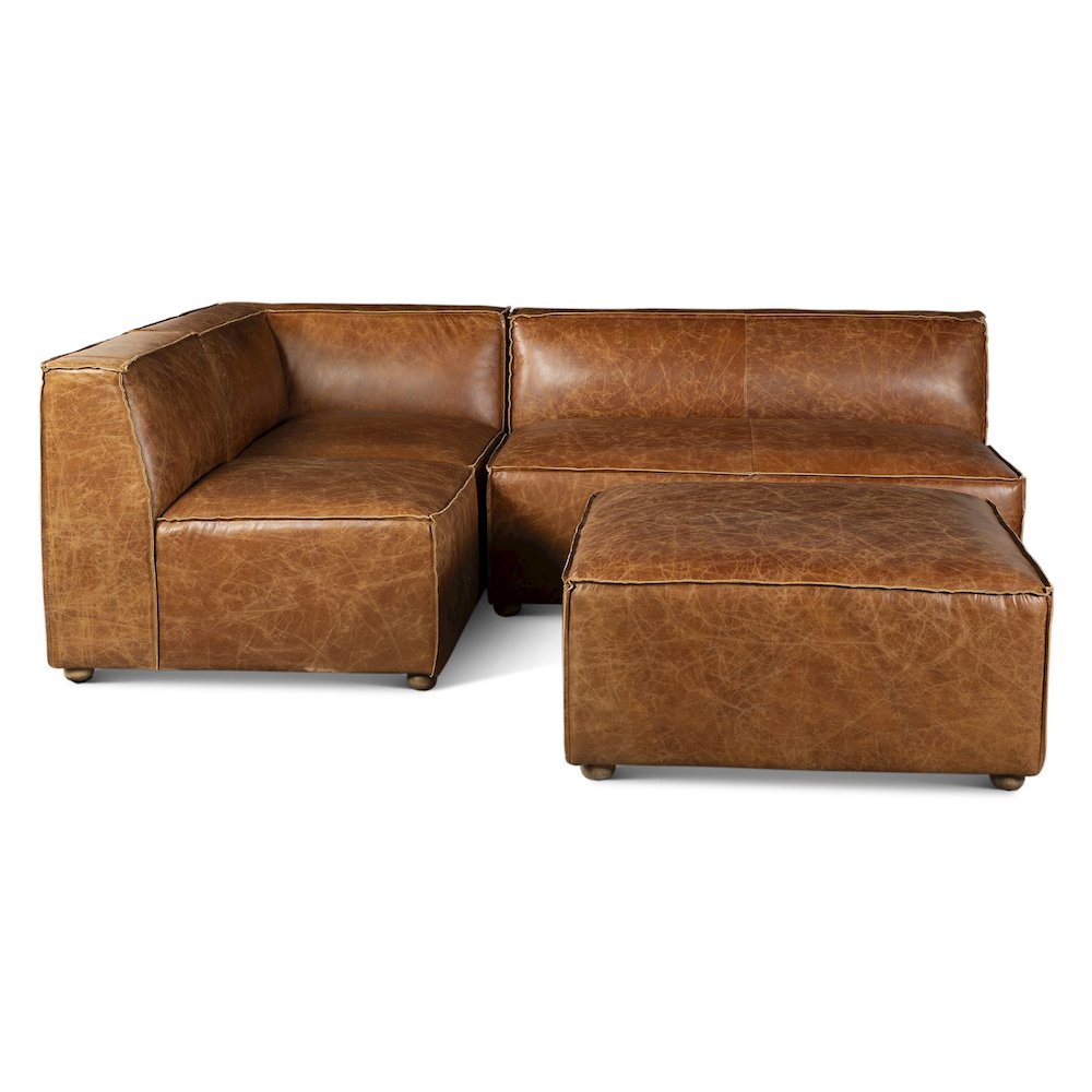 Chiavari Loft 112" Sectional Sofa in Cocoa Brown Leather. Picture 5